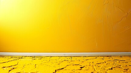 Canvas Print - A yellow wall with a red door and some plants, AI