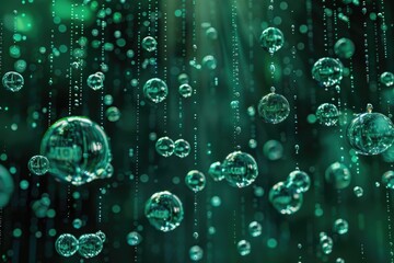 Poster - A bunch of bubbles floating in the air. Suitable for various creative projects