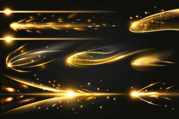 Aufkleber - Beautiful golden glowing lights on a dark black background, perfect for adding a touch of elegance to any project