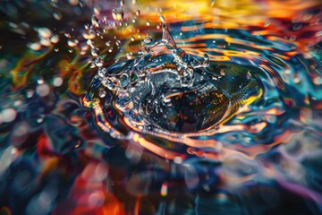 Poster - A detailed view of a single water drop in a pool. Suitable for various water-themed projects