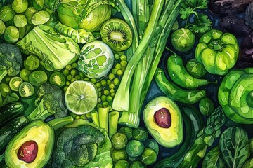 Poster - Close-up of a variety of colorful vegetables. Perfect for healthy lifestyle or cooking concepts
