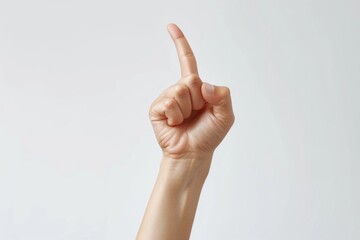 Poster - A person's hand with a finger up in the air. Suitable for various concepts and ideas