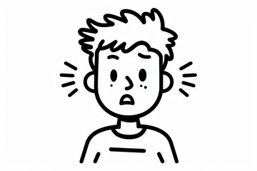 Poster - Detailed black and white drawing of a man with a surprised expression. Suitable for various design projects