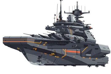 Aufkleber - Large gray and orange ship on a white background, suitable for various design projects