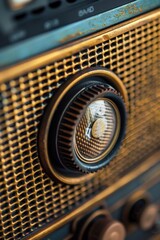 Poster - Detailed shot of an old-fashioned radio. Perfect for nostalgic themes