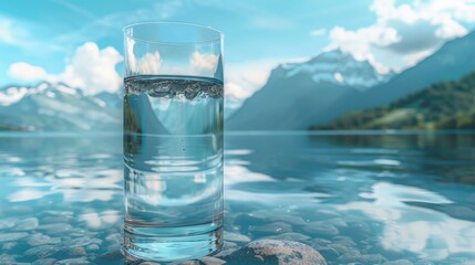 Aufkleber - A glass of water sitting on a table, suitable for various concepts