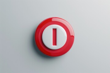 Poster - Detailed close up of a red and white button, suitable for various design projects