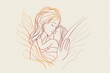 A drawing of a woman tenderly holding a baby. Suitable for family and parenting concepts