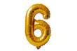 © danin - isolated golden balloon number 6 for celebration on transparent background. balloon in the shape of the number six