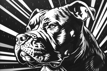 Poster - Detailed black and white drawing of a dog, suitable for various design projects