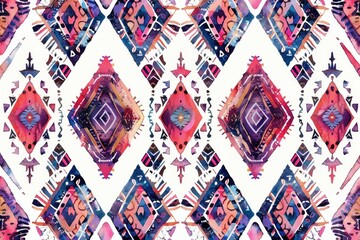 Poster - Vibrant watercolor painting with a colorful pattern, suitable for various design projects