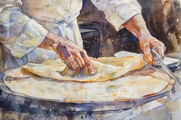 Poster - A person preparing food on a table. Suitable for culinary concepts