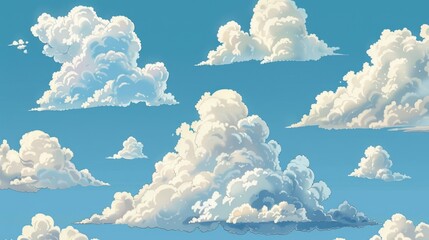 Aufkleber - A beautiful image of fluffy clouds in the sky, perfect for various design projects