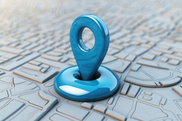 Fototapete - Blue pin placed on top of a map, suitable for travel or navigation concepts