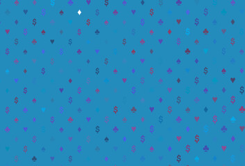 Poster - light blue, red vector texture with playing cards.
