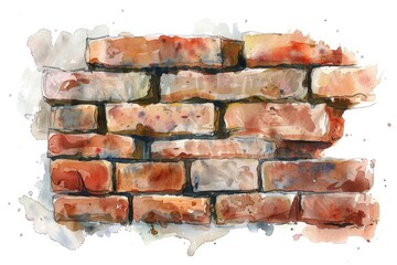 Poster - A realistic watercolor painting of a brick wall. Perfect for architectural or urban design projects