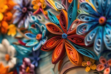Poster - A close up shot of paper flowers, perfect for crafts or decorations