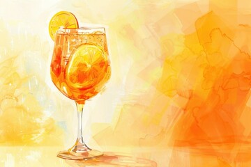 Poster - A glass of lemonade with a fresh slice of lemon, perfect for summer drink concepts