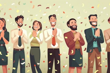 Poster - A diverse group of people standing side by side. Suitable for team building and diversity concepts
