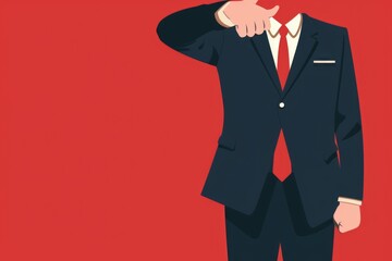 Aufkleber - A businessman in a suit and tie holding his hand to his ear. Suitable for business communication concepts