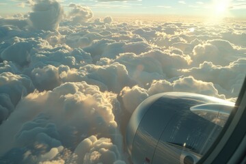 Poster - A scenic view of clouds from an airplane window. Perfect for travel and aviation concepts