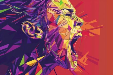 Aufkleber - A realistic digital painting of a man with his mouth open. Suitable for various design projects