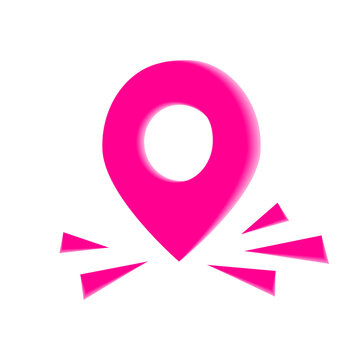 Pink 3d marker with a hole. Location icon design