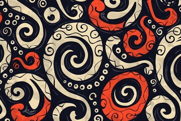 Poster - Abstract black, white, and red swirl pattern. Great for backgrounds or graphic design projects