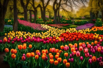 Wall Mural - tulip field in spring