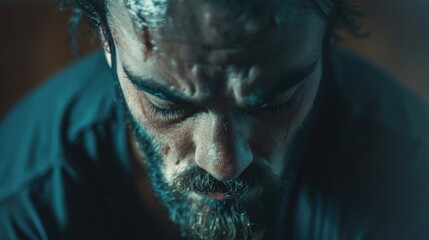 Canvas Print - A close up of a man with a beard. Suitable for various projects