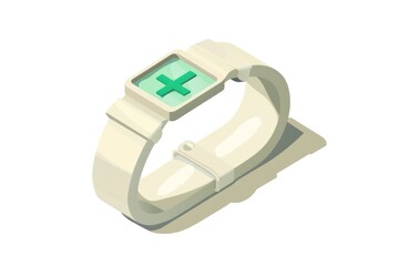 Poster - A white wrist watch with a green cross symbol on it. Suitable for medical, healthcare, and time management concepts