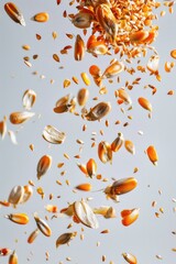 Poster - A bunch of corn falling into the air, suitable for agricultural concepts