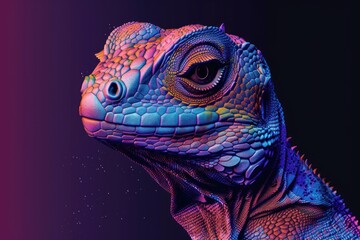 Poster - Close up of a lizard's face on a black background. Perfect for reptile enthusiasts