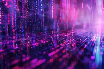 Poster - A vibrant purple and blue background with an array of colorful lights. Perfect for adding a pop of color to any design project
