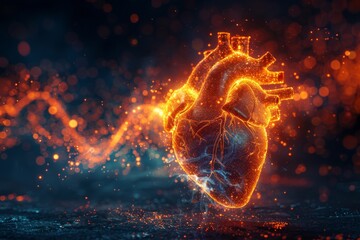 Poster - A striking image of a heart outlined with fiery lines and sparks against a black backdrop