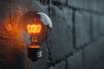 Poster - A sleek light bulb with a heart-shaped filament glows, symbolizing love, passion, and emotional warmth