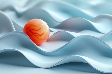 Poster - A visually soothing image of an orange sphere perfectly complementing the wavy textured backdrop