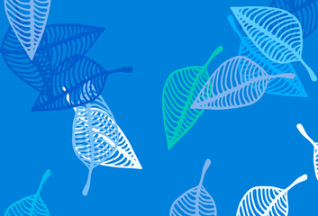 Poster - light blue, green vector doodle pattern.