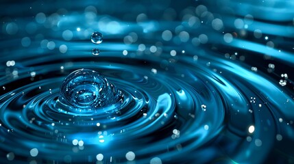 Wall Mural - Water drop wallpapers hd. A blue water spiral with water drops.