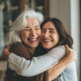Fototapeta Big Ben - Mãe e filha mais velha se abraçando - Dia das mães
