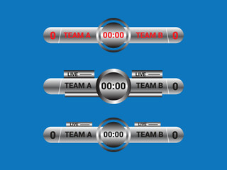 Sport Lower Thirds Template for Scoreboard Broadcast. Set lower thirds for banner Bars.