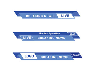 TV News Bars Set Vector. Breaking news lower third. Streaming Video News Sign. Sport News.
