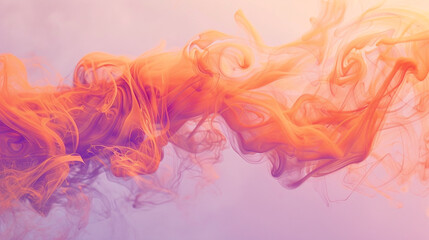 Wall Mural - Deep orange smoke swirling above a pale lavender background.