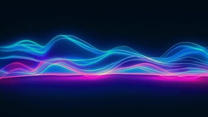 3D Render Abstract Glowing neon waves pulsating against a dark motion graphic background, Seamless loop 4K High-Quality laser Background video