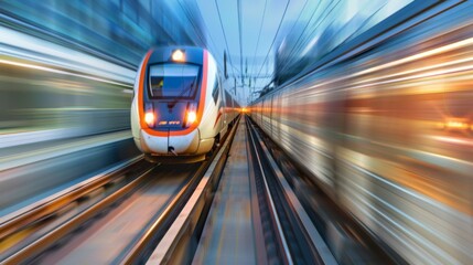 Aufkleber - Blurred motion of a high-speed train slicing through a tunnel, a symbol of progress.