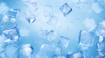 Wall Mural - Ice cubes, light blue background