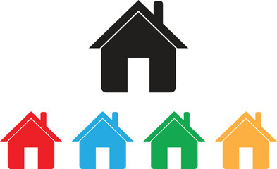 Poster - Colorful home icon set in different colors isolated on white background . Vector illustration