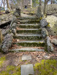 Mossy stone steps in the woods