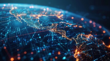 Fototapete - Global communication network concept. Digital transformation.