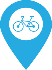 Poster - map pointer with bicycle icon isolated on white background . bicycle location icon vector